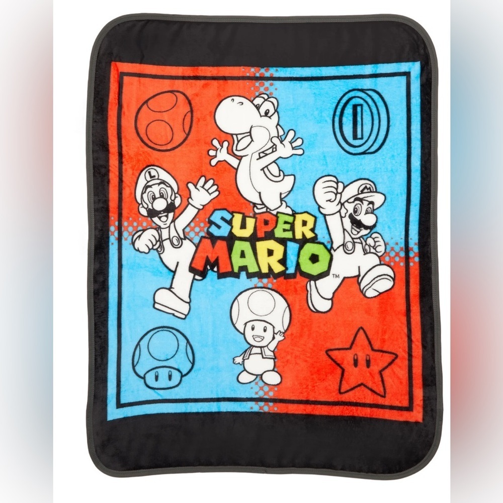 NEW Mario Silky Soft Plush Throw, 40 x 50, Nintendo